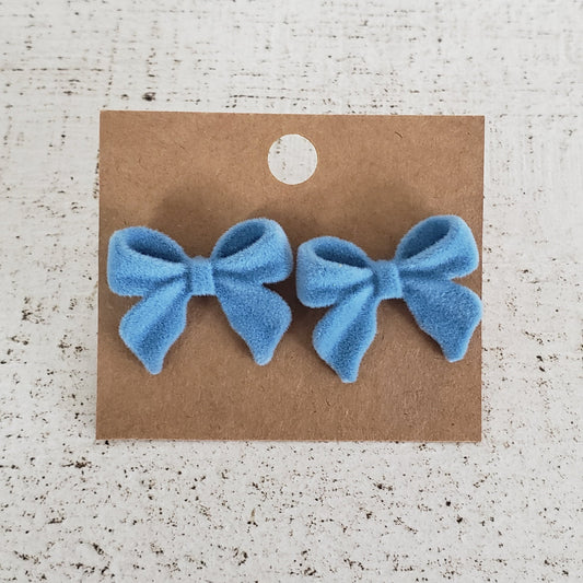 Blue Velvet Bow Earrings