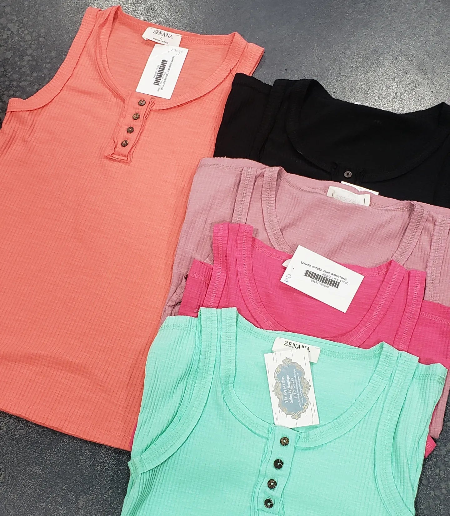 Ribbed Button Tank Top *4 COLORS