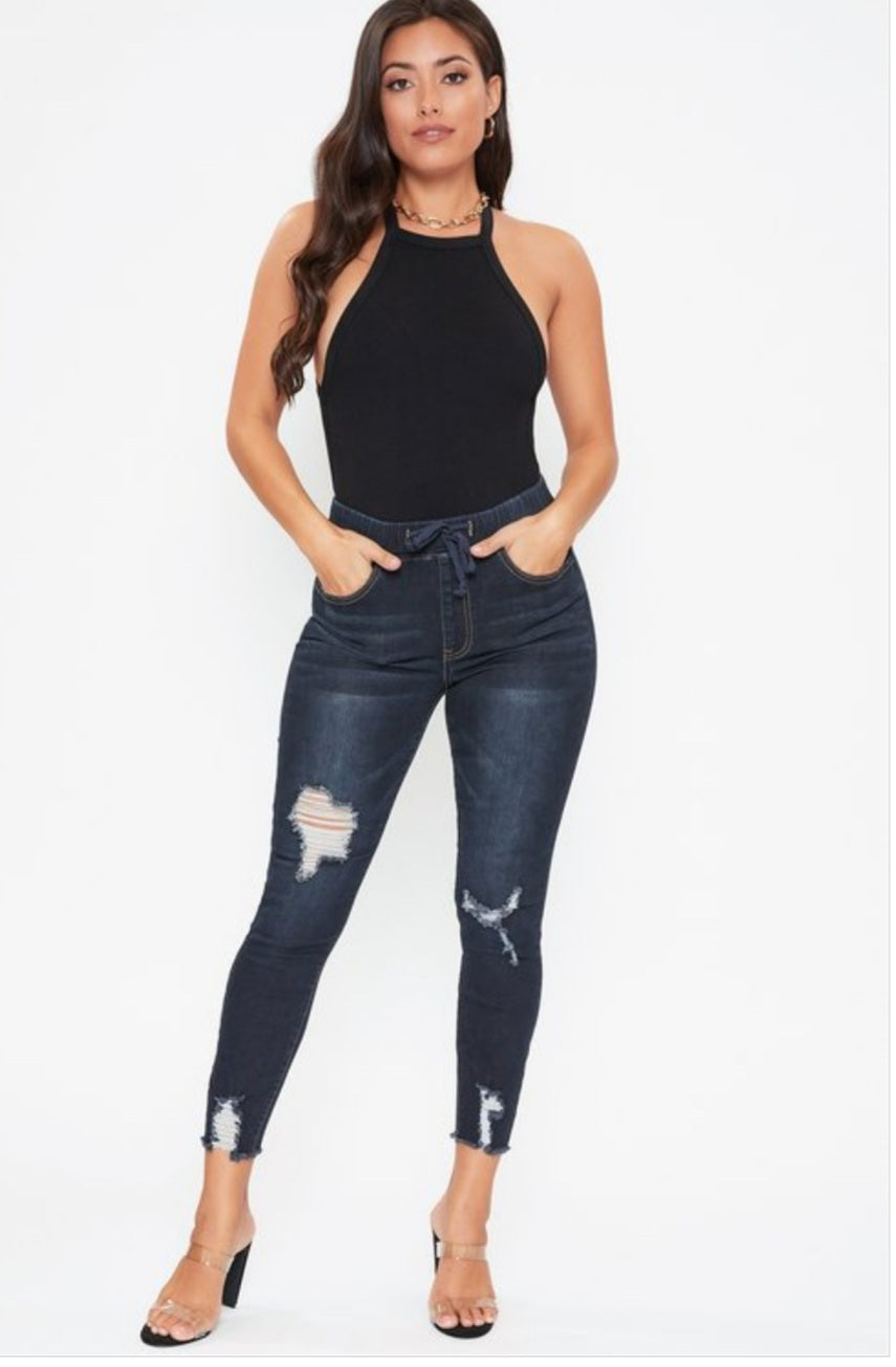 Pull On Denim Ankle Jogger