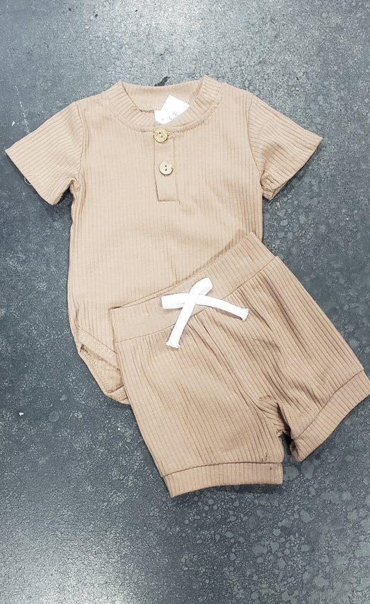 Boy's Ribbed Tan Set