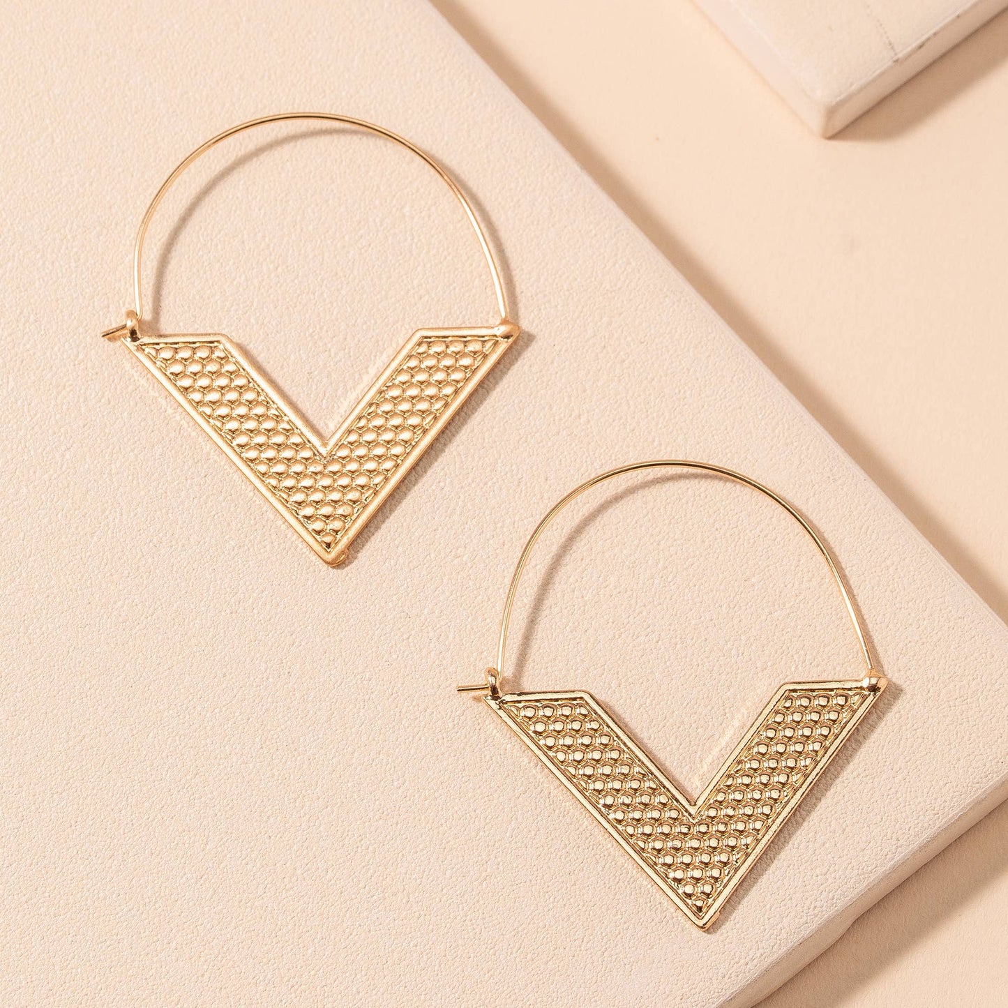 Gold V-Shaped Hoop Earrings