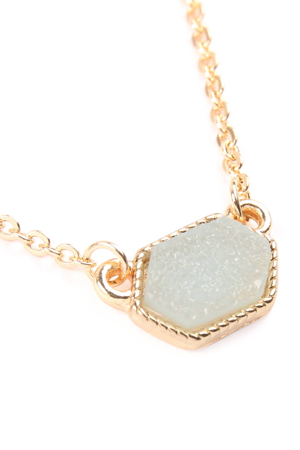 Mint Druzy Hexagon Pendant Necklace Set