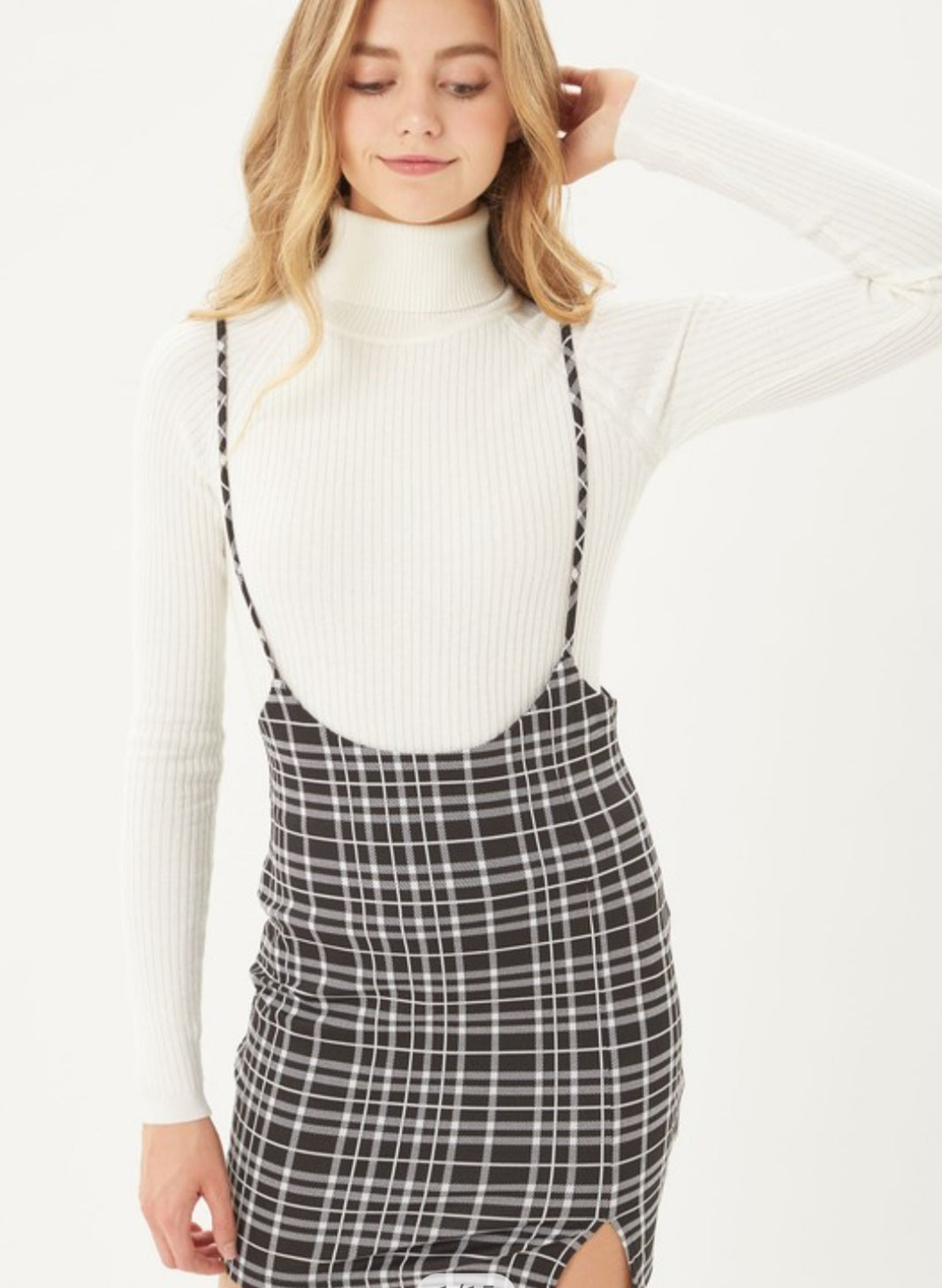 Plaid Overall Dress