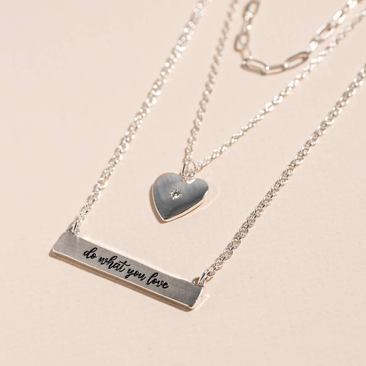 Silver Do What You Love Necklace Set