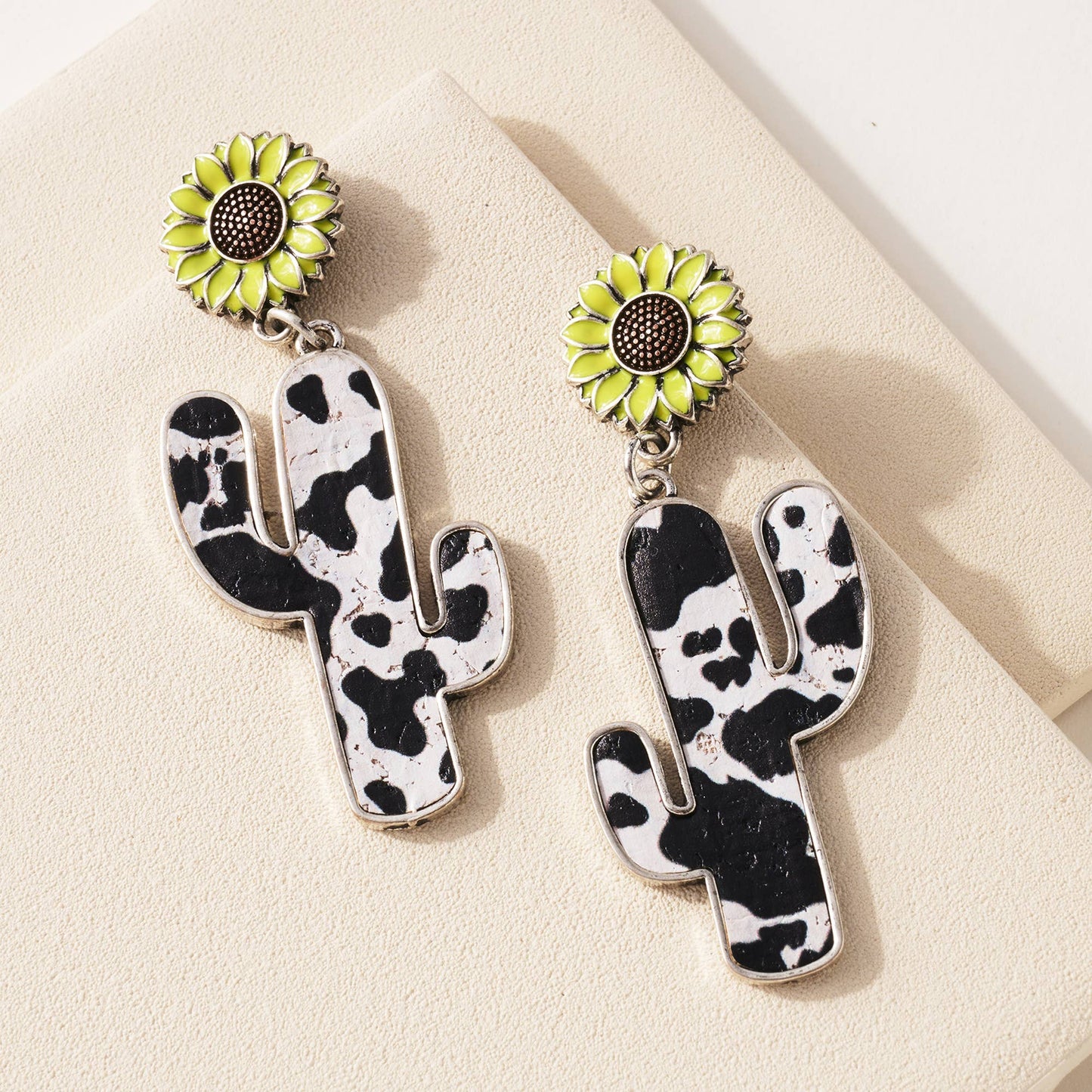 Cactus Sunflower Dangling Earrings