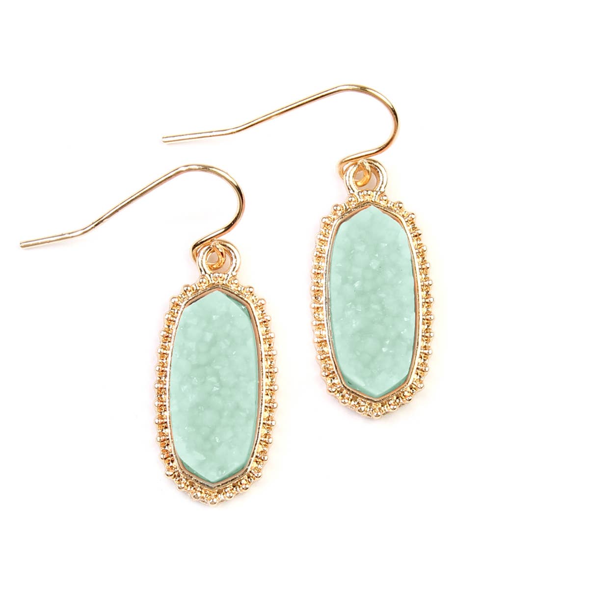 Mint Druzy Stone Dangle Earrings