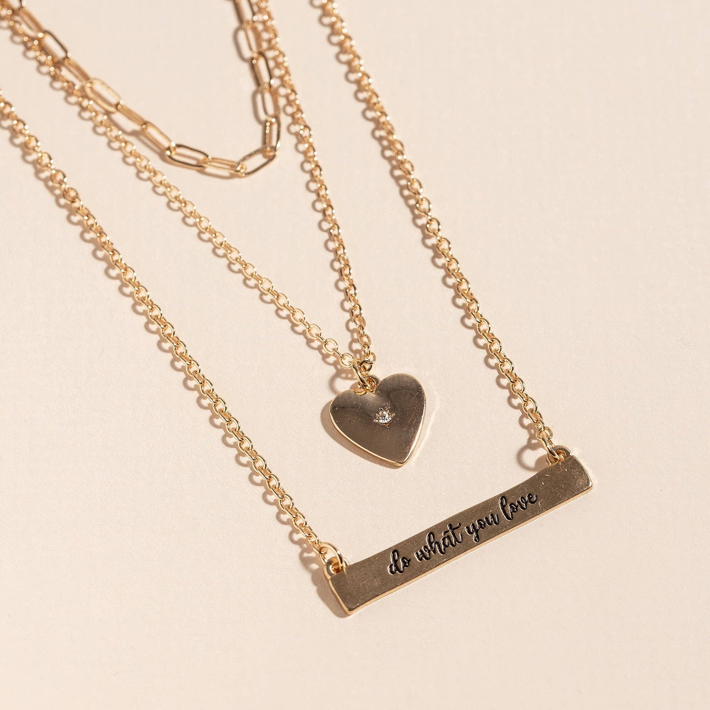 Gold Do What You Love Necklace Set