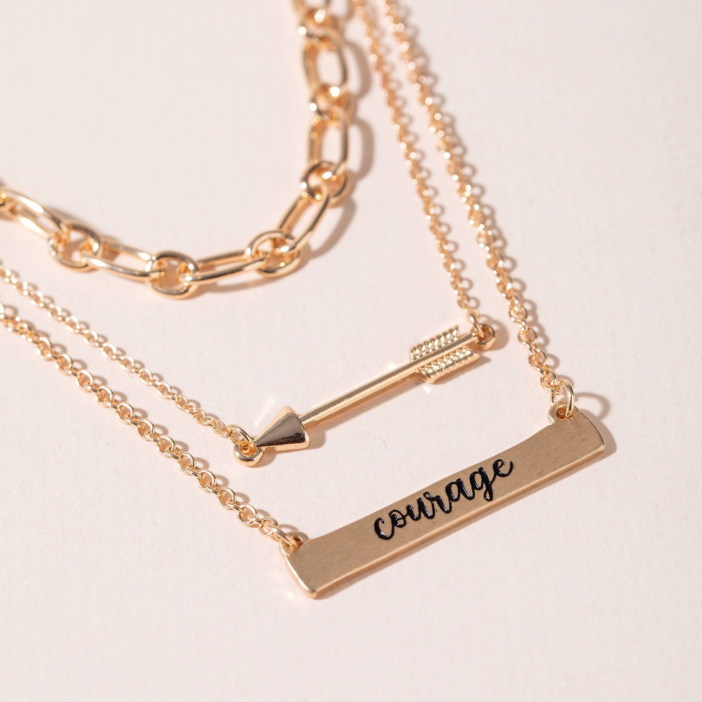 Gold Layered COURAGE Chain Necklace