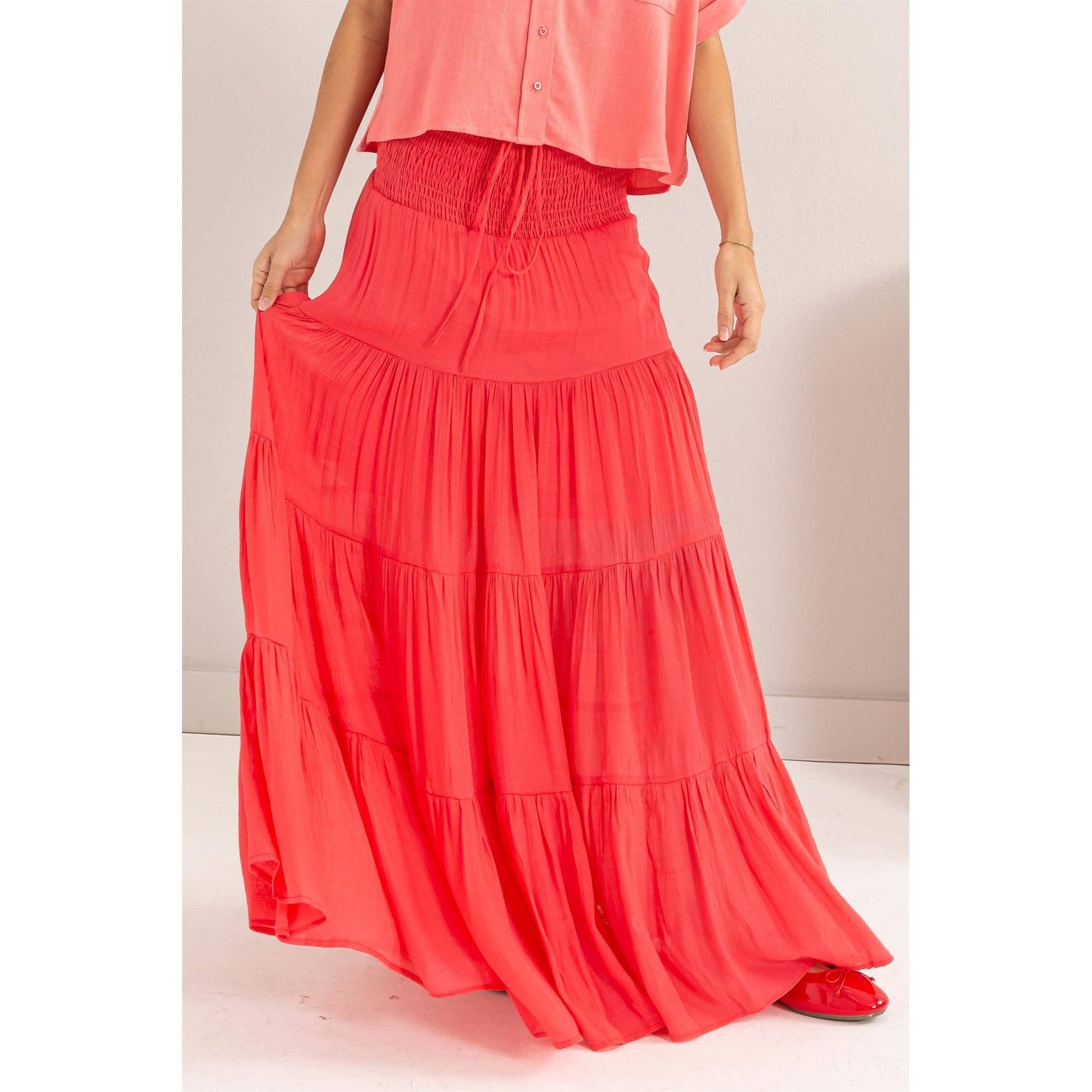 Say You Will Coral Maxi Skirt