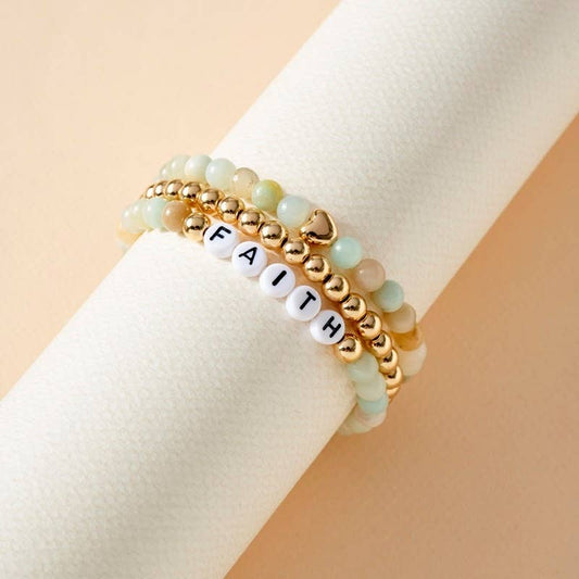 Multicolor Stone Beads Stretch FAITH Bracelets