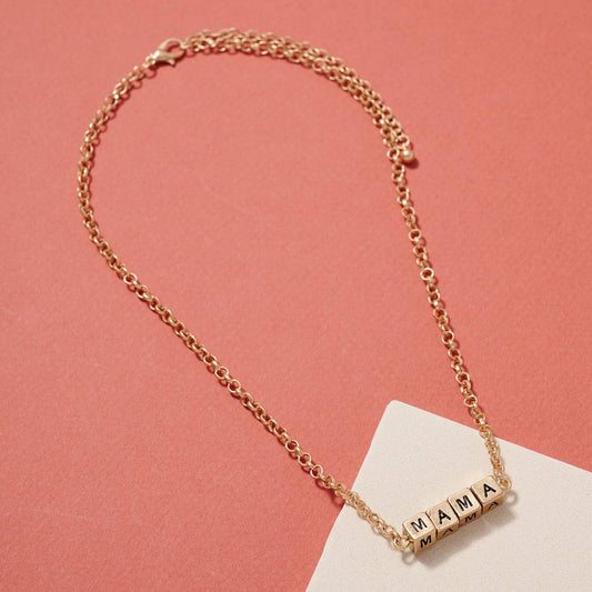 Gold MAMA Letter Engraved Short Necklace