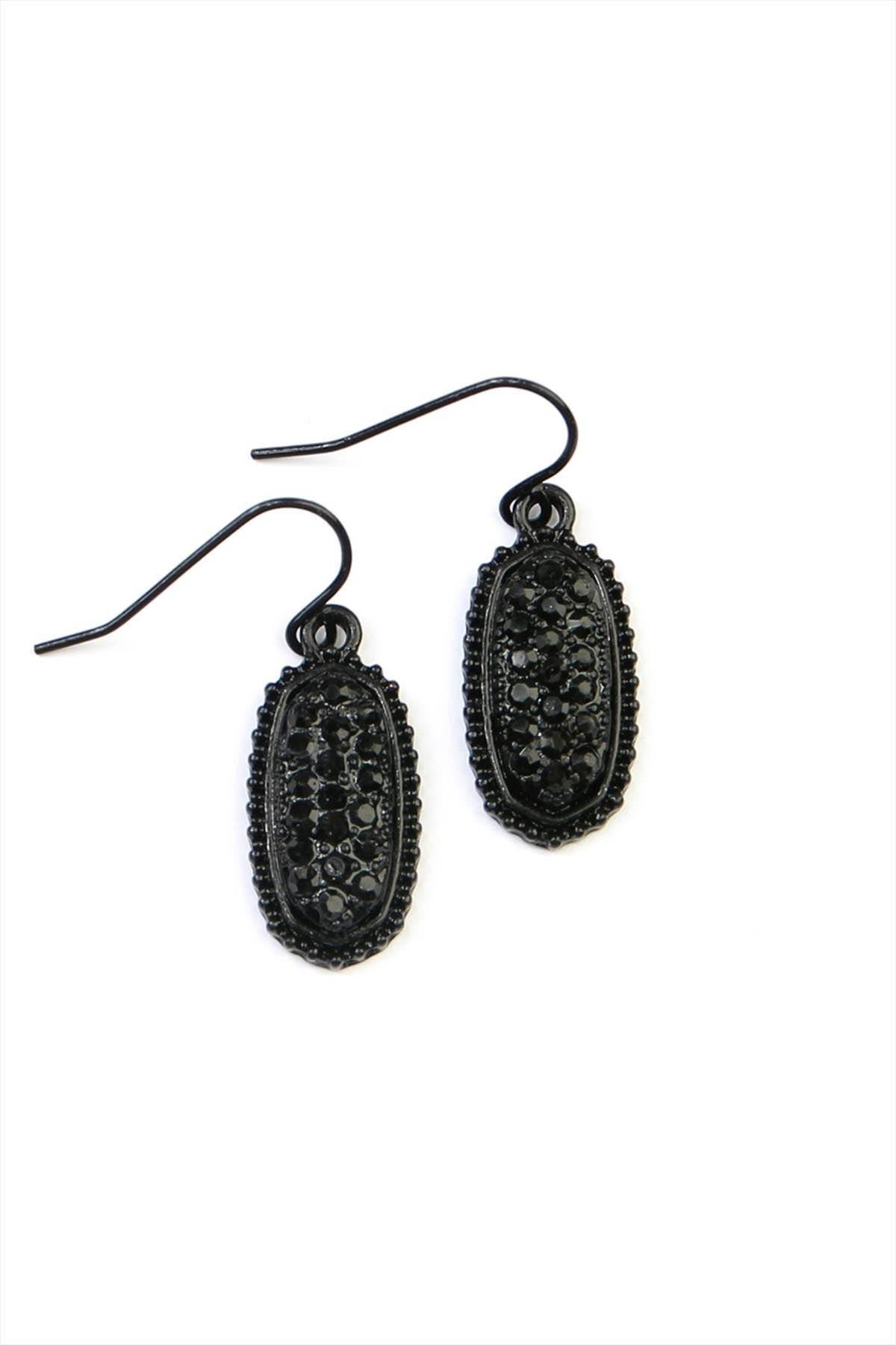 Black Oval Druzy Earrings