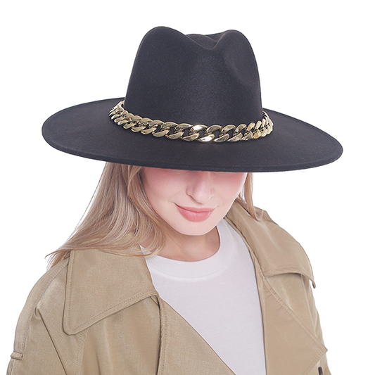 Metal chain fedora hat