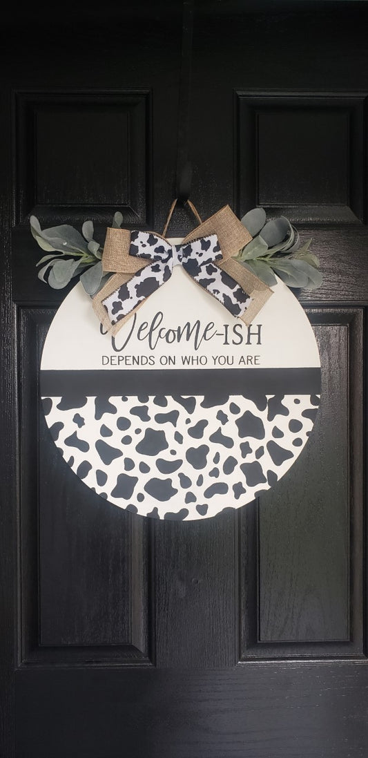 Cow Print Door Hanger