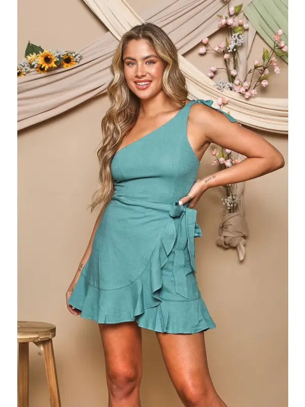 One Shoulder Ruffle Dress