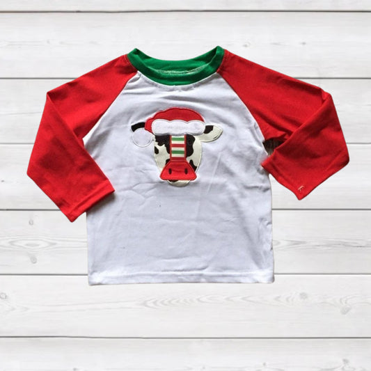 Christmas Cow Appliqué Raglan