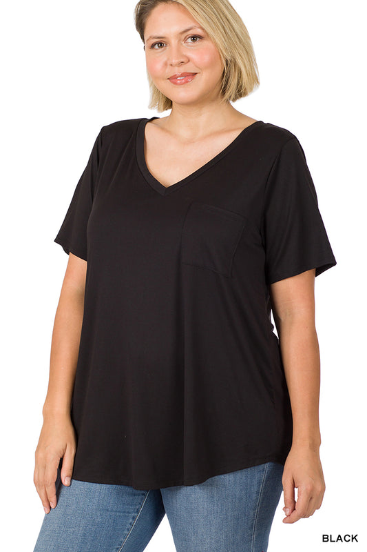 PLUS SIZE BLACK VNECK