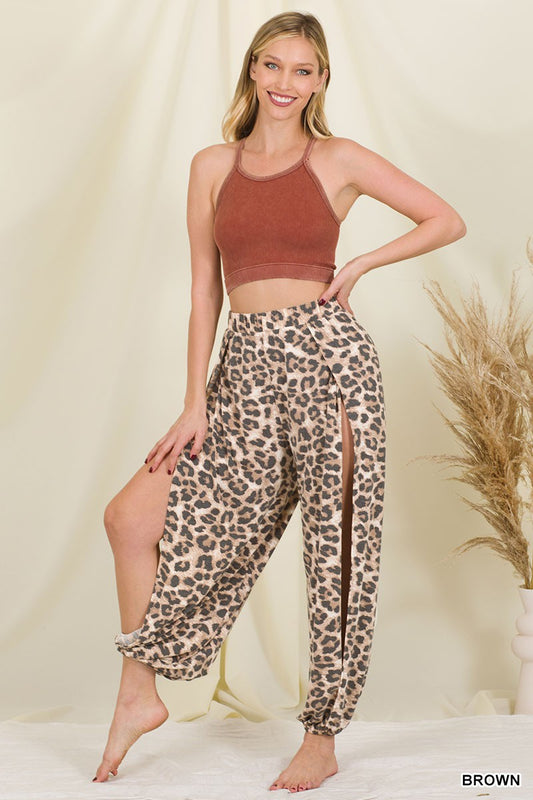 Leopard Split Pants