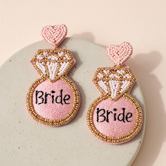 Pink Seed Bead BRIDE Earrings