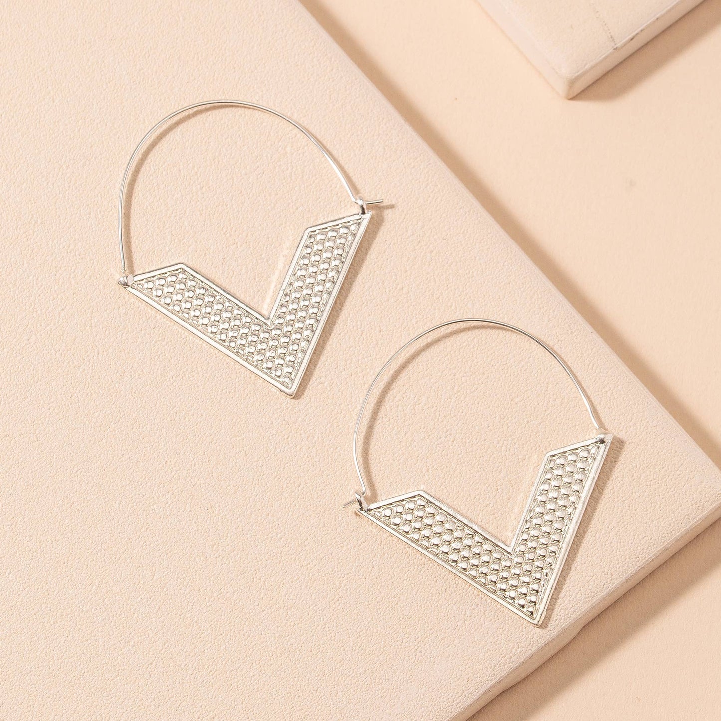 Silver V-Shaped Hoop Earrings