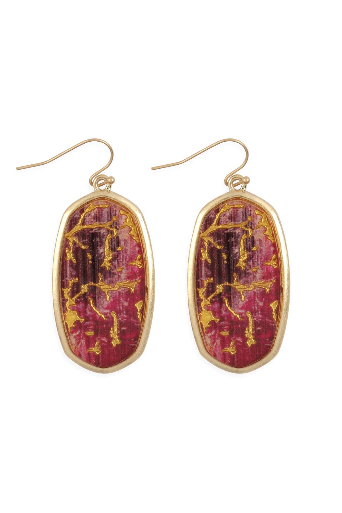 Burgundy Flake Oval Earrings